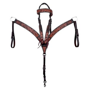 High Quality <b>Leather</b> Western Headstall Horse Bridle for Barrel Racing Rodeo Trail Riding Tack - Product Image 1