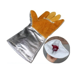 Gants de soudage en cuir de vachette et aluminium, haute performance, résistants à la chaleur et aux étincelles, pour la lutte contre les incendies et la construction - Product Image 3