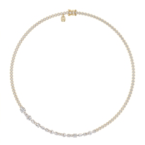 Premium Mix Cut Lab Grown Diamond <b>Tennis</b> Chain <b>Necklace</b> 9KT 10KT 14KT 18KT <b>Sterling</b> <b>Silver</b> Luxury Wedding Jewelry for Women Gift - Product Image 4