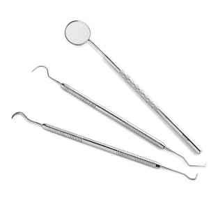 4 Pcs Professional Stainless Steel Manual Scaler <b>Probe</b> Dental Mirror Kit Remover Teeth Cleaning Tools Dental By Grip Surgical - Product Image 3
