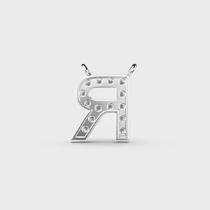 925 <b>Silver</b> Letter R Pendant With Moissanite Pave Setting Classic Unisex Everyday Wear - Product Image 2