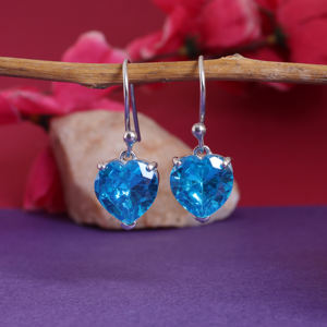 Pendientes de Plata de Ley 925 con Topacio Azul en Forma de Corazón, Joyería Impresionante para Mujeres y Niñas, Ideales para Fiestas - Product Image 2