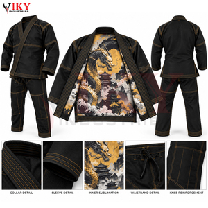 Con Logotipo Propio, Color Negro, Uniforme de Artes Marciales de Buena Venta, Uniforme de Jiu Jitsu Unisex de Poliéster y Algodón, Kimono de BJJ para Artes Marciales - Product Image 5