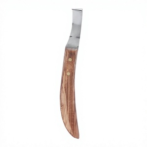 Couteau à sabots en acier inoxydable, coupe-sabots courbé pour chevaux, outil de coupe de sabots, manche en bois, équipement vétérinaire - Product Image 1