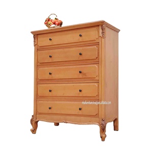 Cómoda Francesa Luis XVI de Madera Maciza de Caoba y Nogal con 5 Cajones y Tiradores Metálicos para Almacenamiento en Sala de Estar y Dormitorio - Product Image 4