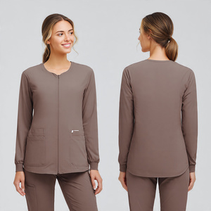 Medical Doctor <b>Scrubs</b> Zipper Jacket High Quality Knitted Unisex Breathable Comfortable Long Sleeves Hospital Use - Product Image 4