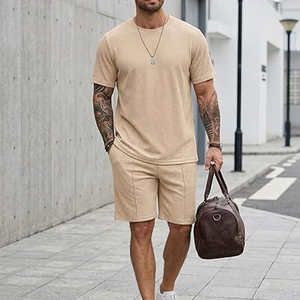 Mens Casual Streetwear <b>Set</b> Manufacturer 2 Piece Cotton Cargo Shorts Summer OEM ODM Bulk Supply - Product Image 3