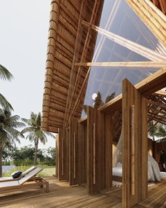 Casa Prefabricada de Bambú de Lujo NB03, Villa Ecológica con Techo de Paja, Diseño de Bungalow de Madera para Resort, Glamping, Retiro o Uso Airbnb - Product Image 1
