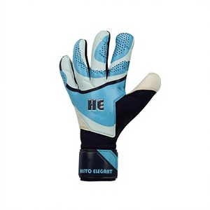Gants de gardien de but en latex allemand blanc et bleu de qualité supérieure, design personnalisé, avec sangle en latex, coupe négative - Product Image 1