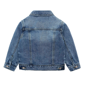 HIPPO KIDS Manteau en jean pour bébé, bleu et blanc, couleurs unies, veste en jean pour enfants - Product Image 2