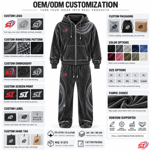Ensemble de survêtement personnalisé en velours 280 GSM avec strass, sweat à capuche et pantalon en velours, couleur graphite Halo Motion, sweat à capuche et pantalon personnalisés - Product Image 5