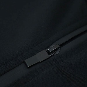Survêtement noir pour homme, manches longues, col montant, fermeture éclair, respirant, en polyester, décontracté, coupe classique, couleur unie, automne - Product Image 5