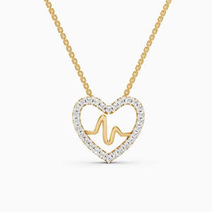 Collar con Colgante de Diamante en Oro Amarillo, Corte Brillante Redondo, Diseño Minimalista, Unisex, para Uso Diario - Product Image 3