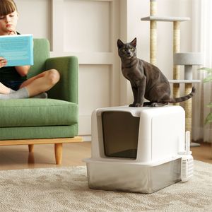Lettiera Intelligente XXL per Gatti con Pulizia Automatica, Toilette per Animali Domestici con Ampio Spazio Interno per Soggiorno, in Legno, Conveniente - Product Image 1