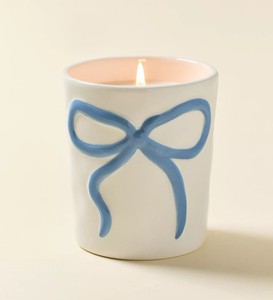 Bold <b>Bow</b> Accent Ceramic Candle Vessel Thick Wall Heat Resistant Smooth Gloss Finish Luxury Reusable Home Decor <b>Holder</b> - Product Image 5