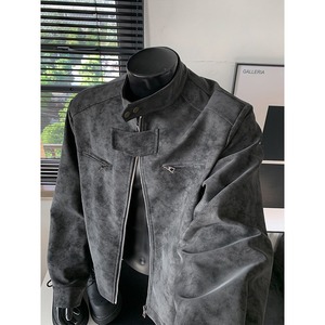 เสื้อแจ็คเก็ตบอมเบอร์ไนลอนสีดำแบบยูนิเซ็กซ์ มีฮู้ด ซิป แห้งเร็ว สไตล์วินเทจ สำหรับฤดูหนาว แบบสั้น บาง มีโลโก้ด้านหน้า กันลม - Product Image 5