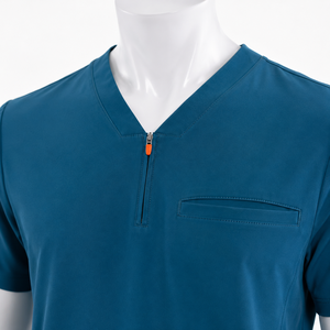Ensemble de blouses médicales bleu marine pour hommes, col en V, coton et polyester tissé, uniforme d'hôpital avec poche poitrine pour usage médical - Product Image 3