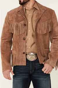 Custom Logo Western Fringe <b>Suede</b> Leather <b>Jacket</b> Retro Western Cowboy Fashion <b>Jacket</b> Professional Manufacturer Bulk Supply - Product Image 3