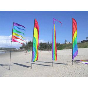 Bandera de Plumas para Exteriores con Patrón Espiral Colorido, Diseño Geométrico Impreso Digitalmente en Morado, Azul, Rojo, Amarillo y Verde - Product Image 3