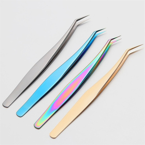 Pince à épiler professionnelle pour cils, pointe fine, volume, en acier inoxydable, précision, antistatique, 10 mm, 45 degrés - Product Image 4