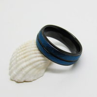 Bague en carbure de tungstène noir avec incrustation étoile bleue taillée et double rainures, alliance de mariage étagée de 8 mm pour homme, bijoux en gros