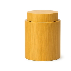 Tarro Redondo de Bambú para Almacenamiento de Uso Industrial con Tapa para Gelatina, Acabado en Madera Natural - Product Image 1