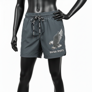 Short de bain femme 120 GSM en microfibre de polyester à séchage rapide, gris anthracite, avec logo brodé personnalisé, short de plage pour femme - Product Image 6