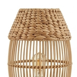 Lámpara de mesa de ratán tejida a mano con jacinto de agua natural, Tya Loka Wood And Soul, decoración rústica bohemia para el hogar, accesorio de iluminación interior. - Product Image 3