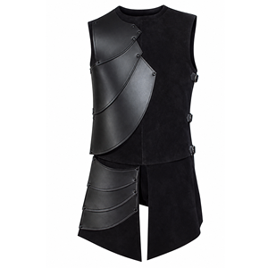 Medieval Black Leather Armor Vest Viking Warrior LARP Knight Chest Armor Fantasy Renaissance Cosplay Reenactment <b>Costume</b> - Product Image 1