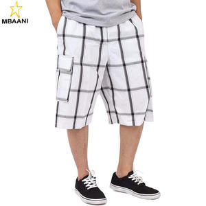 กางเกงขาสั้นคาร์โก้ผู้ชาย – กางเกงลำลองลายสก๊อตทรงหลวมเอวยางยืดมีกระเป๋าหลายช่องทรงปกติ - Product Image 1