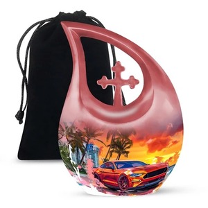 Contenedor de tortuga de la mejor calidad, urna de cremación con gotas de lágrima para cenizas humanas, urna cruzada decorativa con bolsa de terciopelo gratis - Product Image 6