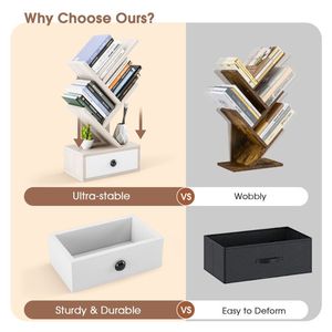 5 Tier Floor Standing <b>Tree</b> <b>Bookcase</b> with Drawer Elegant <b>Bookcase</b> Design with Storage Solution - Product Image 6