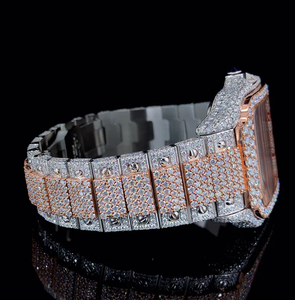 Rose White <b>Arabic</b> Dial Diamond Stainless Steel Square Case 42mm Mechanical Movement Waterproof Unisex Luxury Fashion Daily <b>Watch</b> - Product Image 4