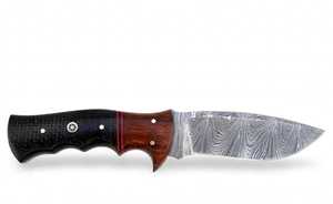 Couteau de camping artisanal en acier Damas, manche en bois et micarta, lame fixe, outil utilitaire - Product Image 4