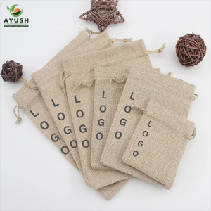 Biodegradable Custom Logo Jute <b>Bag</b> Unbleached Hessian Fabric Pouch For Organic Cosmetics <b>Storage</b> - Product Image 3