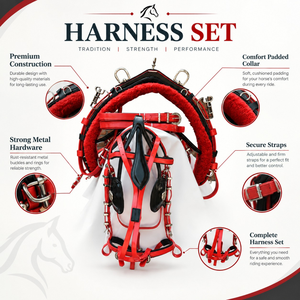 Ensemble de harnais de calèche Premium ROYAL INTRNATIONAL RI HS 02 |   Harnais de conduite réglable en cuir PU avec boucles métalliques pour chariot sécurisé - Product Image 3