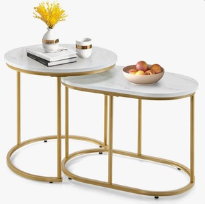 Elegant <b>Marble</b> Top Nesting <b>Tables</b> with Gold Metal Frame Modern Living Room <b>Coffee</b> Side <b>Table</b> <b>Set</b> Cheap Price - Product Image 2