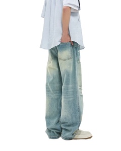 Pantalones vaqueros rectos de cintura media a cuadros de lujo a la moda con etiqueta personalizada 2025, pantalones holgados informales de negocios de alta calidad para hombre, fabricante OEM - Product Image 5