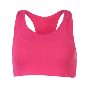 Women's Racerback Sports Bra Solid Color Breathable <b>Mesh</b> Contrast Binding Medium Support Yoga Workout <b>Top</b> - Product Image 3