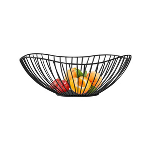 Contemporary Round Iron Eco-Friendly <b>Foldable</b> Fruit Basket Open Wire Bowl for <b>Kitchen</b> Dining <b>Table</b> Display and Home Decoration - Product Image 1