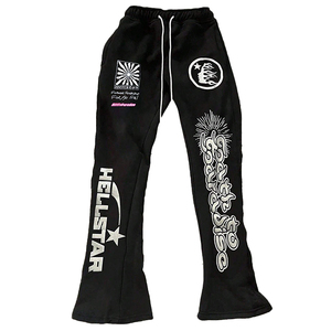 Nouveau pantalon de jogging évasé en coton de haute qualité pour homme, avec patchwork et taille élastique, pantalon de survêtement évasé délavé pour homme - Product Image 2