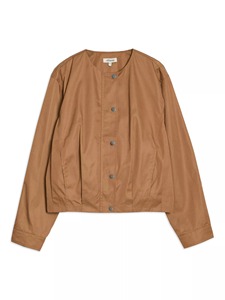 Chaqueta Cortavientos Tipo Bomber para Mujer, Color Marrón, Manga Larga, Cierre de Botones, Tejido de Poliéster, para Otoño - Product Image 1