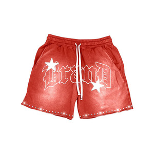 Shorts en molleton de coton délavé pour femme, 320 GSM, grammage lourd, gris vintage, ourlet brut, cordon de serrage, logo imprimé, shorts personnalisés pour femme - Product Image 6