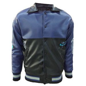 Chaqueta de cuero PU acolchada para hombre con bordado personalizado OEM, estilo clásico, a prueba de viento, para motociclistas, con bloques de color. - Product Image 1