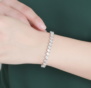 Elegante pulsera de tenis con diamantes de laboratorio talla pera, original en oro blanco, brillante, con cadena de eslabones de diamantes en forma de lágrima para mujer. - Product Image 5