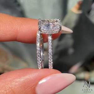 Anillo de Compromiso y Boda de Lujo con Moissanita Pavé de Corte Brillante, Certificado IGI, Chapado en Rodio, Oro Blanco para Mujer, Regalo - Product Image 4