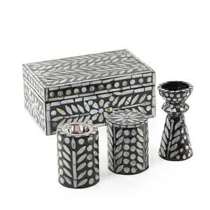 Brûleur d'encens à texture marbre noir avec insert en métal doré texturé, encensoir arabe Bakhoor, support de table, diffuseur d'arômes - Product Image 4