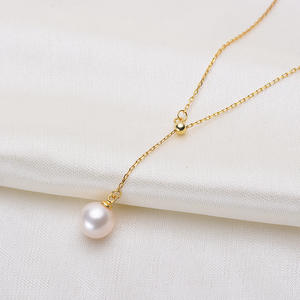 จี้สร้อยคอเงินแท้ S925 แฟชั่น ประดับมุกน้ำจืดธรรมชาติ 8-9 มม. ไร้ตำหนิ แสงสว่าง รูปทรงตัว Y สำหรับใส่ที่ไหปลาร้า - Product Image 1