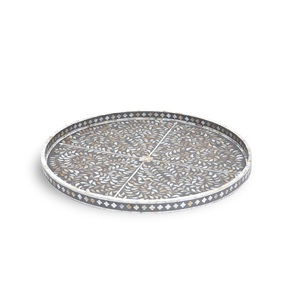 Plateau en nacre pour dîner, organisateur de table, plateau de rangement en os incrusté, forme ronde, artisanat, plateau MOP le plus vendu - Product Image 1
