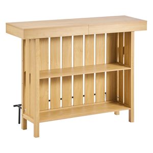 Mueble Bar Negro de 3 Niveles con Estantes de Almacenamiento, Mesa para Vinos, Patas Ajustables, Caja de Almacenamiento para Abrebotellas, Unidad de Bar para el Hogar, Reposapiés Cómodo - Product Image 1